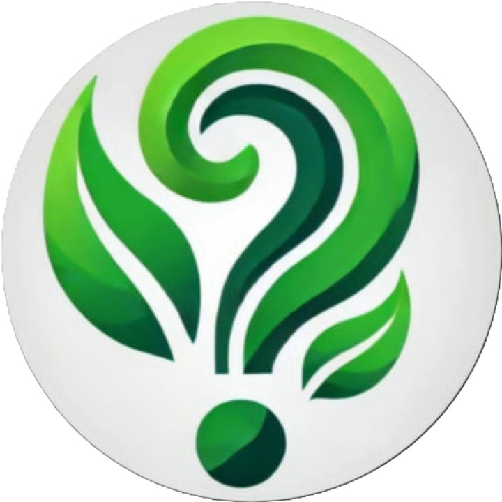A logo showing leaves sprouting out of a question mark